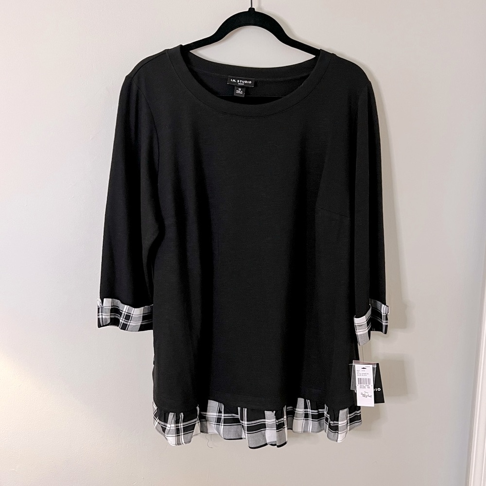 I.N. studio Black and White  Top size 1X NWT